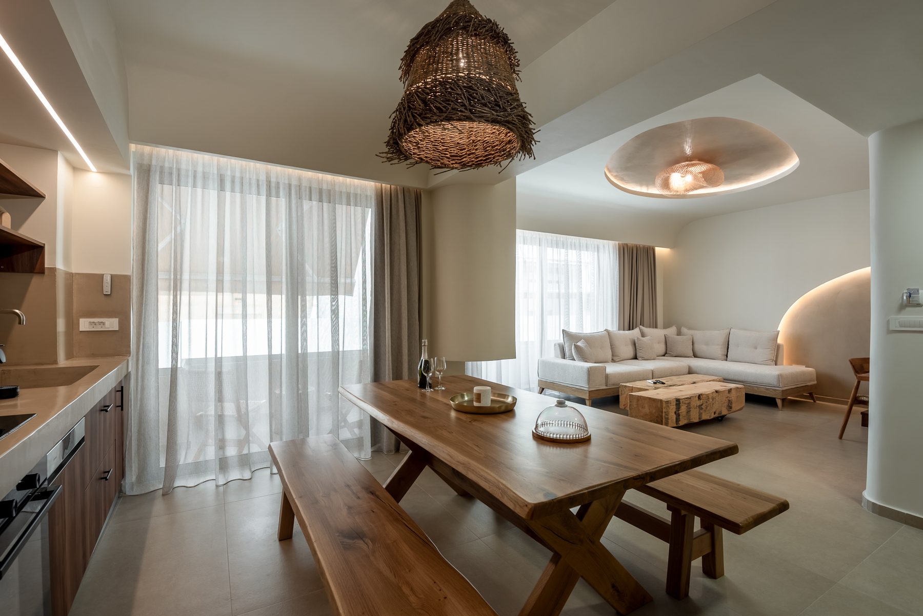 Devina Two — kitchen with espresso station and refined cabinetry